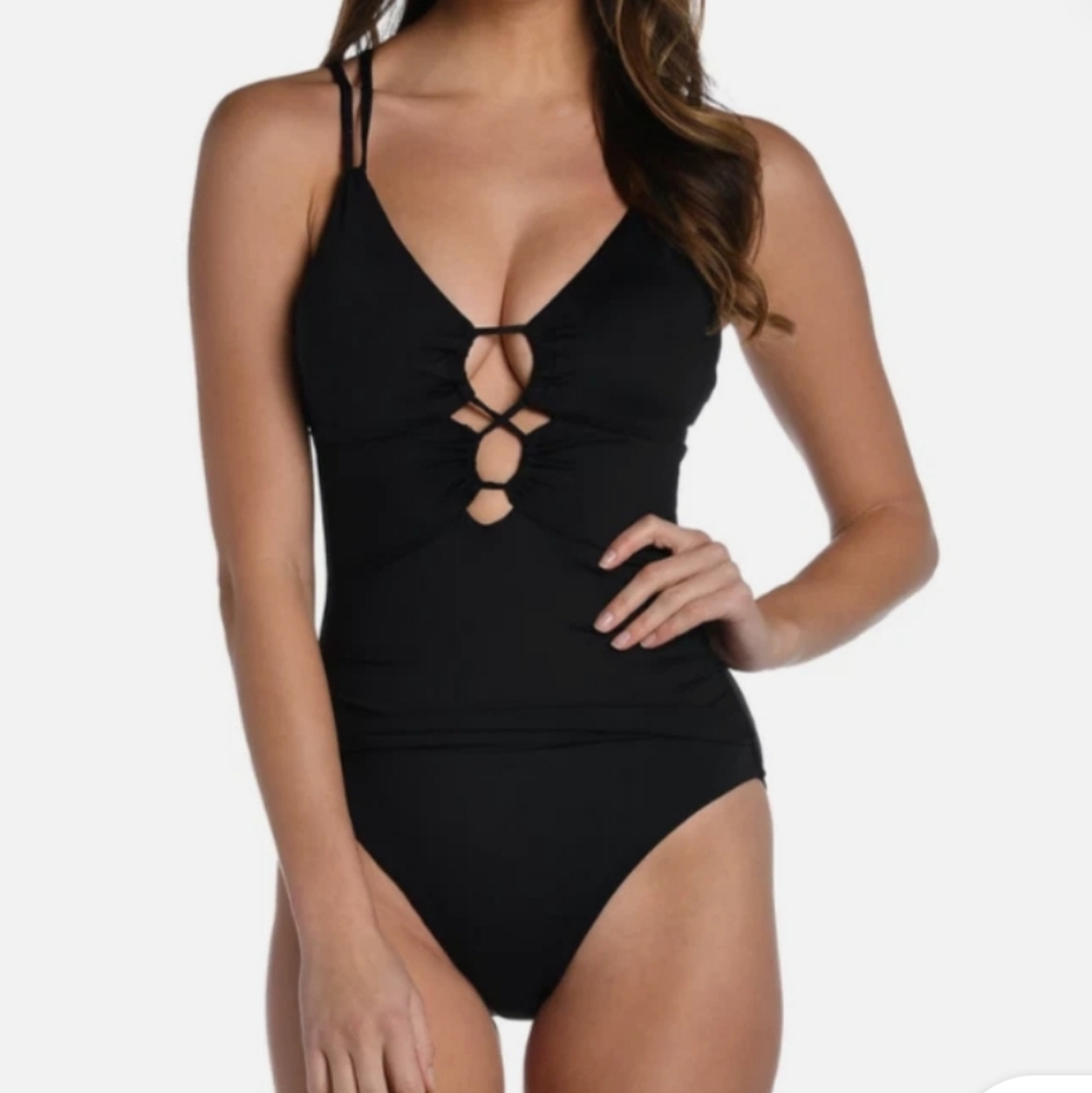 LA BLANCA Island Goddess Lace-up Back One-Piece Swimsuit. NWT. Size 12